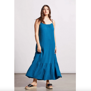 Frilled Maxi Dress - Blue - dolly mama boutique