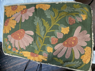 Embroidered Floral Lumbar Pillow 24x14