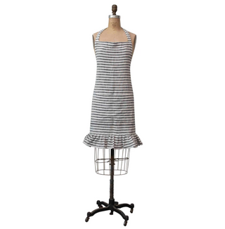 Striped B&W Apron with Ruffle