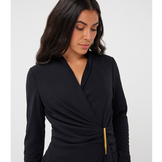Illusion Wrap Dress with Detail