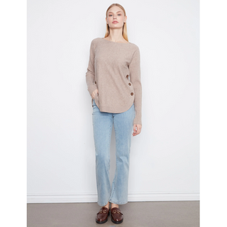 Boatneck Sweater with Side Buttons