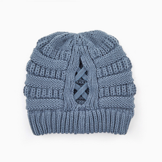 Criss-Cross Ponytail Beanie - dolly mama boutique