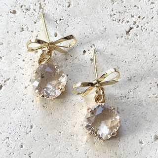Bow Crystal Drop Earrings
