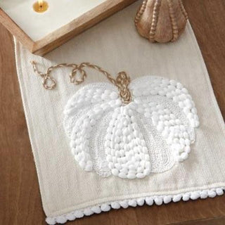 Embroidered Pumpkin Cream Table Runner