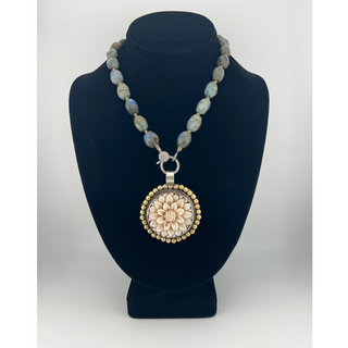 Bone Flower Pendant Necklace