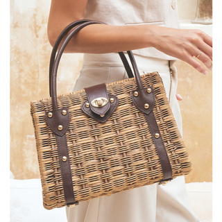 Large Rattan Riviera Handbag - dolly mama boutique