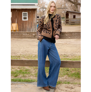 Bow Tie Front Jacquard Cardigan