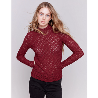 Long Sleeve Lace Mock-Neck Top - dolly mama boutique