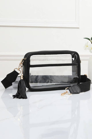 Clear PU Crossbody Camera Bag - Black