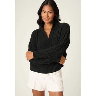 Chenille Cable Knit Quarter-Zip Sweater