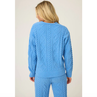 Chenille Cable Knit V-Neck Sweater