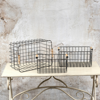 Black Metal Storage Baskets - dolly mama boutique