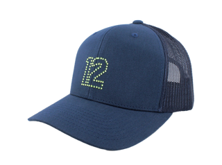 Kourtney Trucker Hat with Crystal Seahawks "12" - dolly mama boutique