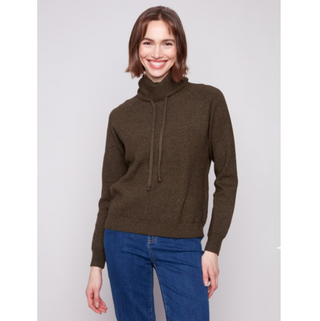 Textured Raglan Cowl Neck Sweater