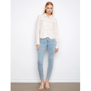 Linen Jacket with Embroidered Hem - dolly mama boutique