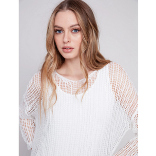 V-Neck Fishnet Crochet Top - dolly mama boutique