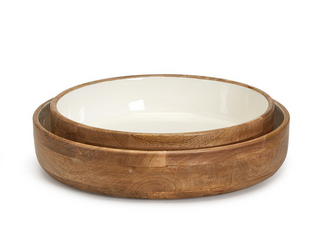 Wood Round Bowl 54287 - dolly mama boutique