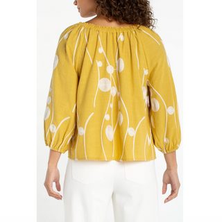 Embroidered 3/4-Sleeve Top