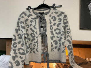 Bow Tie Front Jacquard Cardigan