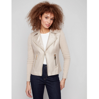 Faux-Leather Knit Jacket
