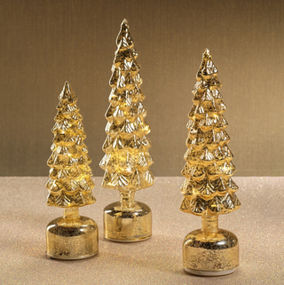 Rotating LED Glass Tree - Antique Gold - dolly mama boutique