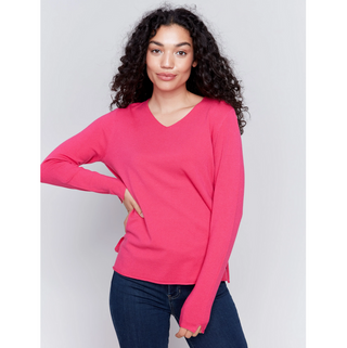 V-Neck Long-Sleeve Sweater - dolly mama boutique