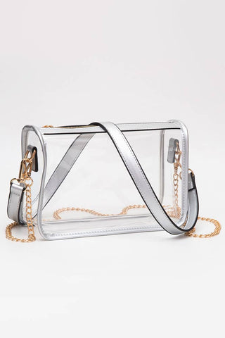 Clear Rectangle Stadium Bag - Silver