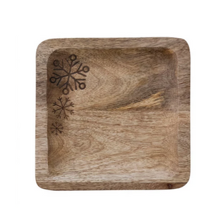 Wood Etched Snowflake Tray - dolly mama boutique