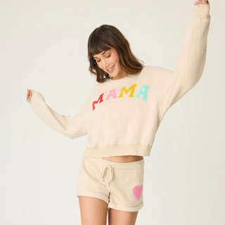"Mama" Long-Sleeve Fleece Top - dolly mama boutique