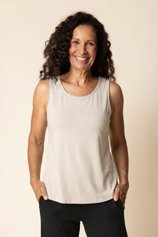 Habitat Travel Knit Easy Tank in Dove, front view