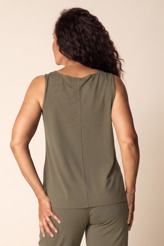 Habitat Travel Knit Easy Tank in Umber, back view