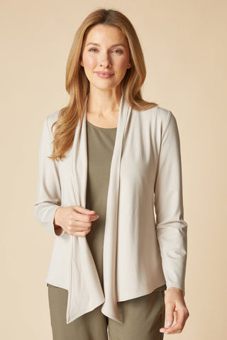 Habitat Travel Knit Waterfall Jacket in Dove, back view