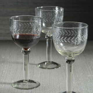 Tuscan Etched Wine Goblet - dolly mama boutique