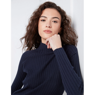 Ribbed Mock-Neck Sweater