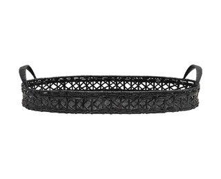 Basket Rattan w/Handles/Blk DF3793 - dolly mama boutique