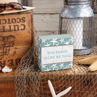 Embossed Box Sign "The Beach Calms My Soul" - dolly mama boutique