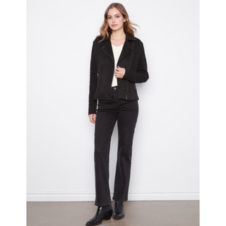 Knit Sleeve Suede Jacket