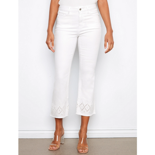 Flare Denim Pant wtih Zigzag Hem - dolly mama boutique