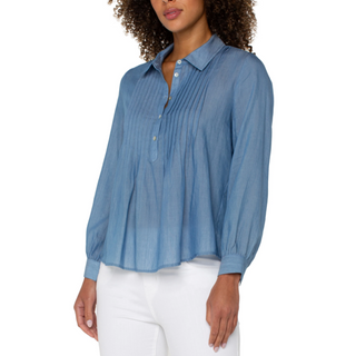 Denim Pintuck Blouse