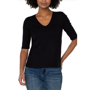 Double-Layer V-Neck Rib Top - dolly mama boutique