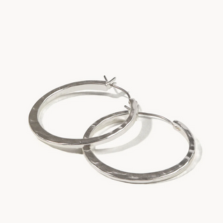 Textured Hoop Earrings - Silver - dolly mama boutique