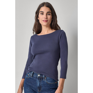 3/4 Sleeve Boatneck Top