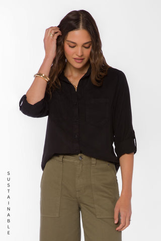 Sirena Tab Sleeve Shirt - Black