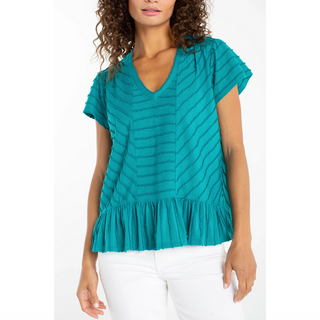 V-Neck Ruffle Hem Top