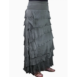 Elisa Long Silk Ruffle Skirt - dolly mama boutique