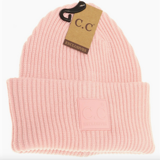 Ribbed Beanie with Rubber Patch