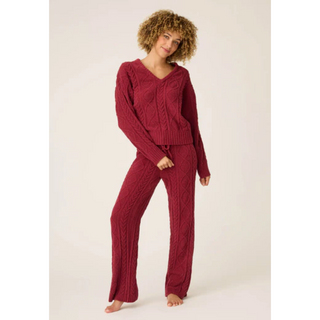 Chenille Cable Knit V-Neck Sweater
