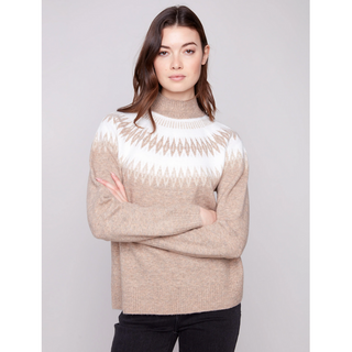 Mock-Neck Jacquard Sweater