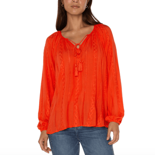 Long-Sleeved Shirred Blouse - dolly mama boutique