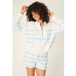 Striped Half-Zip Sweatshirt - dolly mama boutique